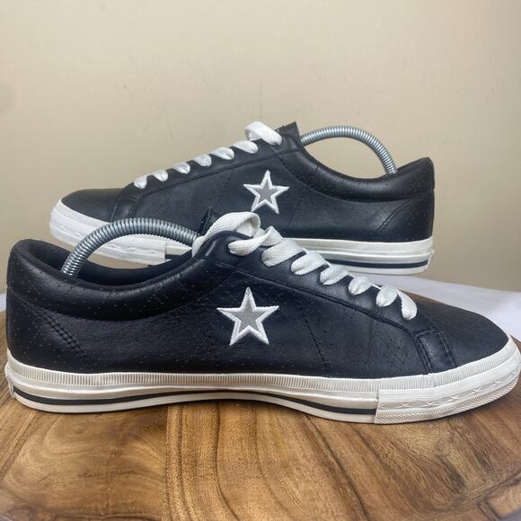 Converse One Star Sample Mens Black & White Vintage Size 11 Leather LowTop Shoes - Picture 5 of 13